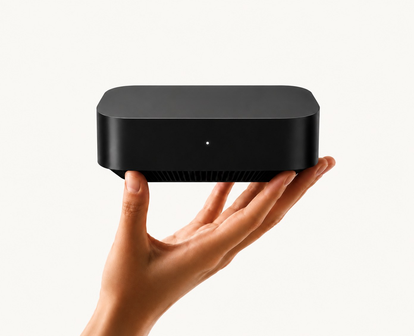 A compact nuntu Node held in one hand